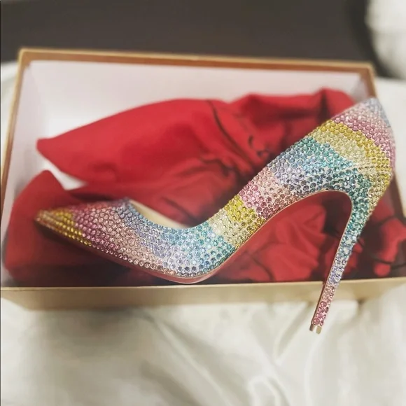 One of a kind RARE GEM!!!! CHRISTIAN LOUBOUTIN rainbow beauty 😍💕 - Picture 5 of 6